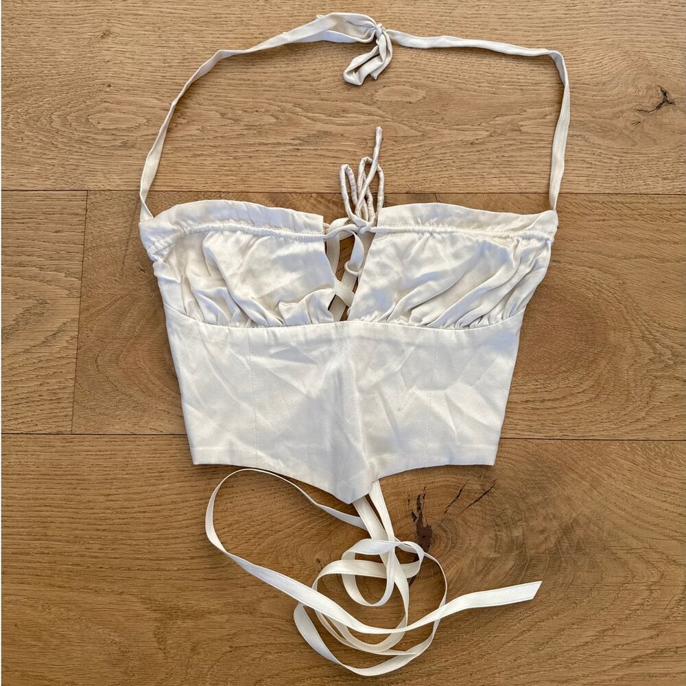 Cosette di Ames - Aria Silk Satin Corset Top in Champagne Gold